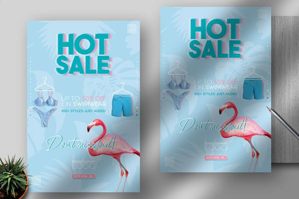 Minimalist Blue Sale Banner Flyer Template FREE PSD