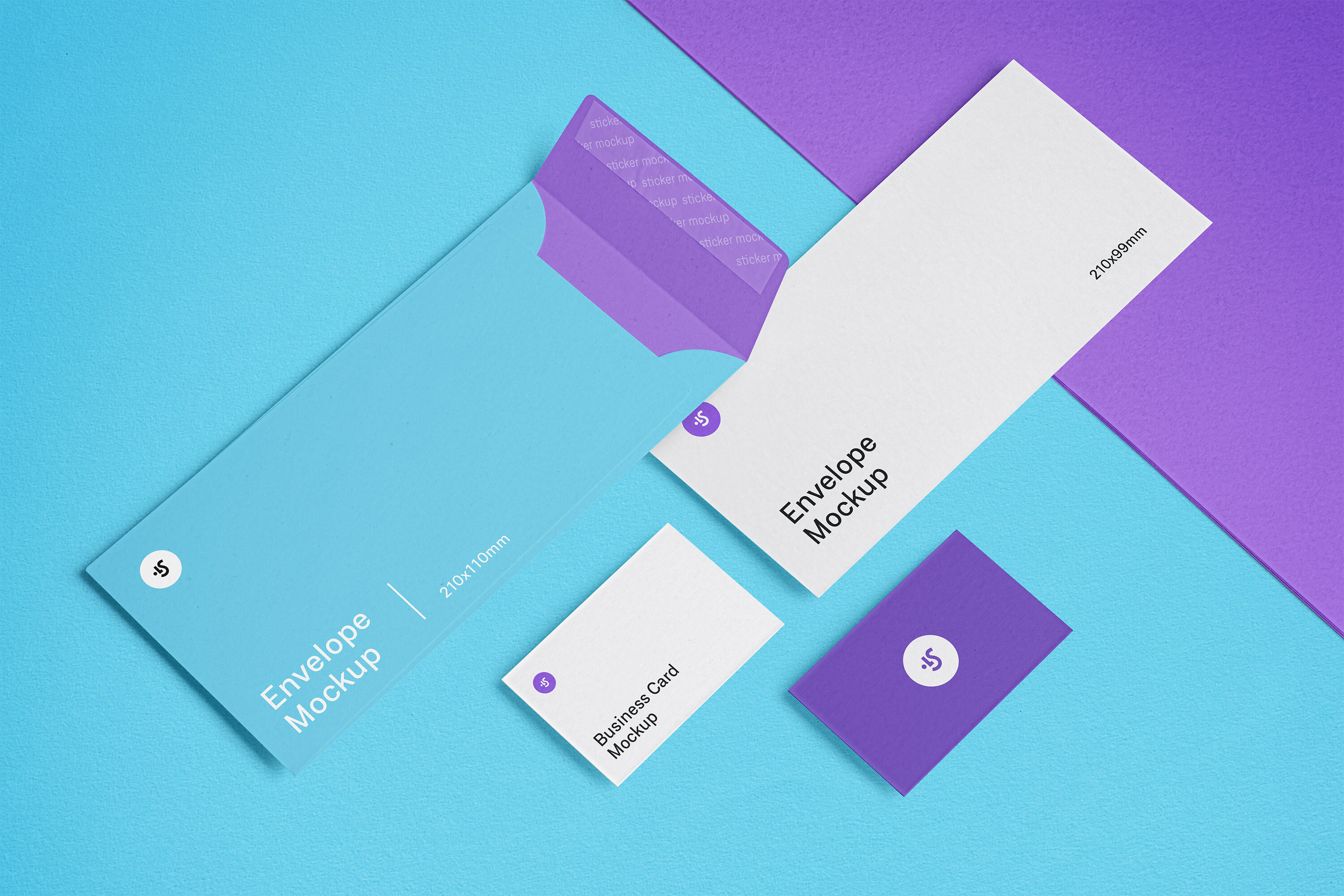 Mockup Displaying Front and Back Scene of Envelope and Business Card FREE PSD