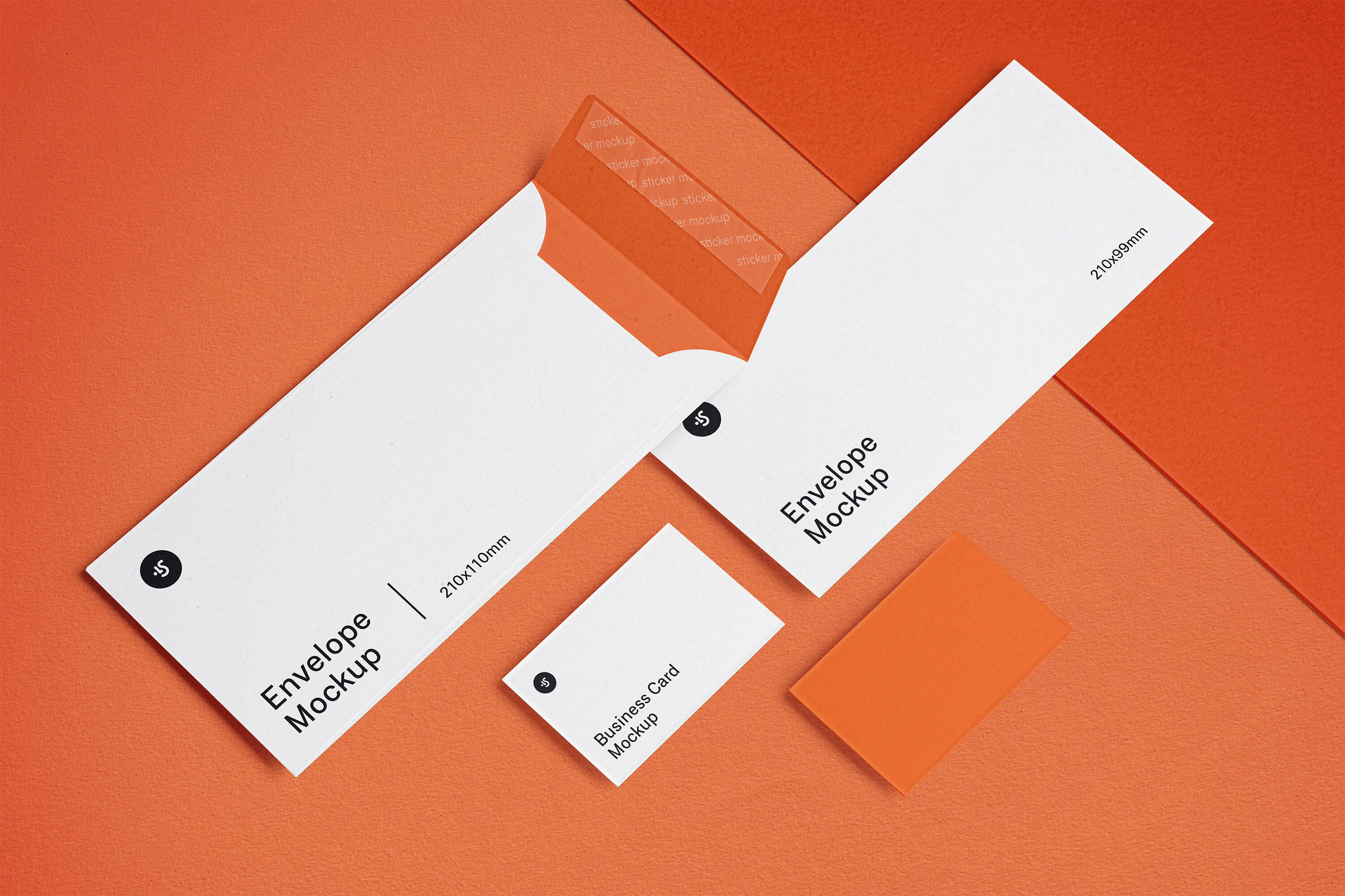 Mockup Displaying Front and Back Scene of Envelope and Business Card FREE PSD