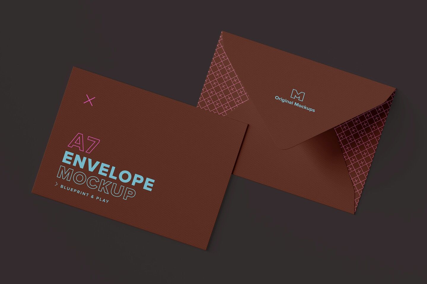 Mockup Displaying Front and Back View of A7 Envelope FREE PSD