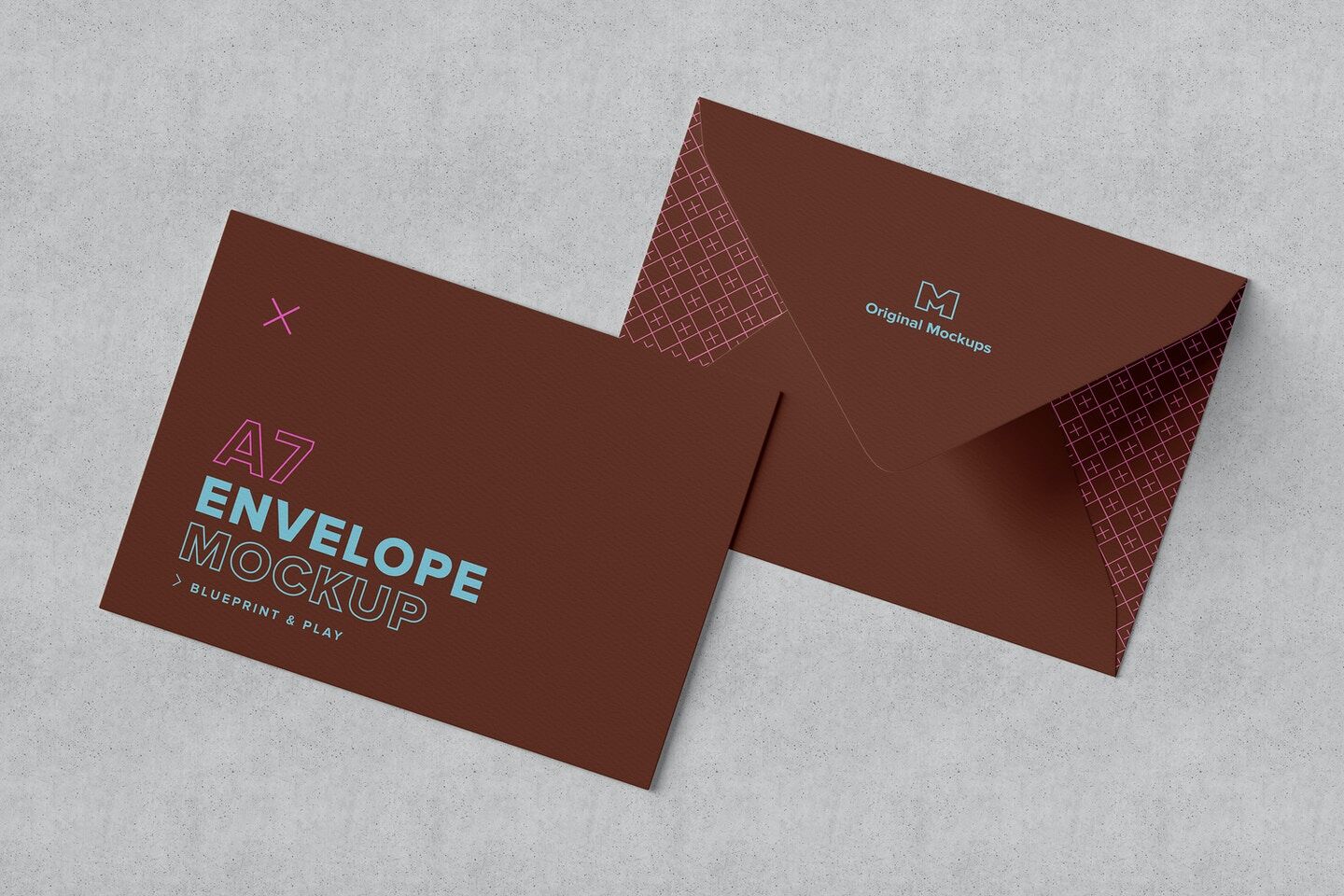 Mockup Displaying Front and Back View of A7 Envelope FREE PSD
