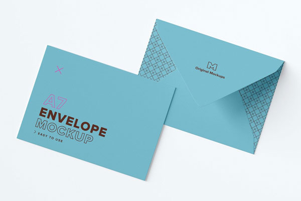 Mockup Displaying Front and Back View of A7 Envelope FREE PSD
