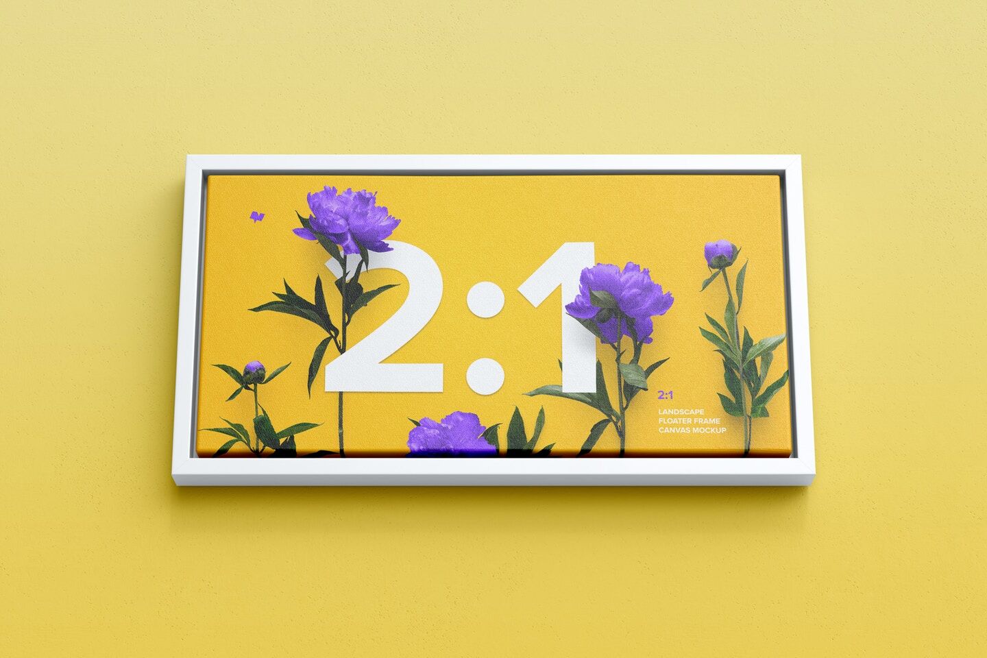 Mockup Displaying Front View of 2x1 Landscape Canvas Frame FREE PSD