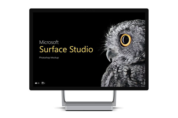 Mockup Displaying Front View of Microsoft Surface Studio FREE PSD