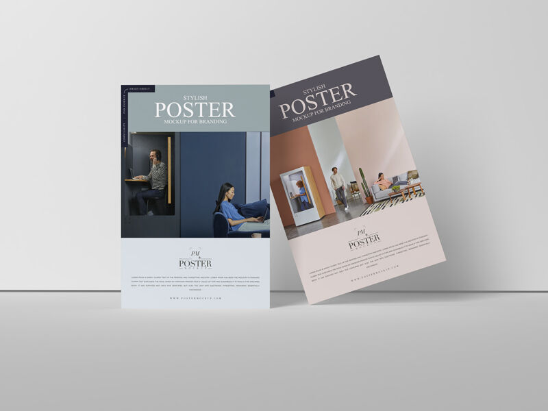 Mockup Displaying One Tilted and One Firmly Standing Posters FREE PSD