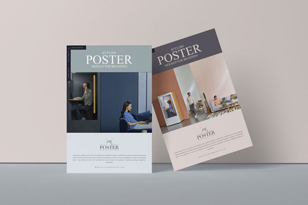 Mockup Displaying One Tilted and One Firmly Standing Posters FREE PSD