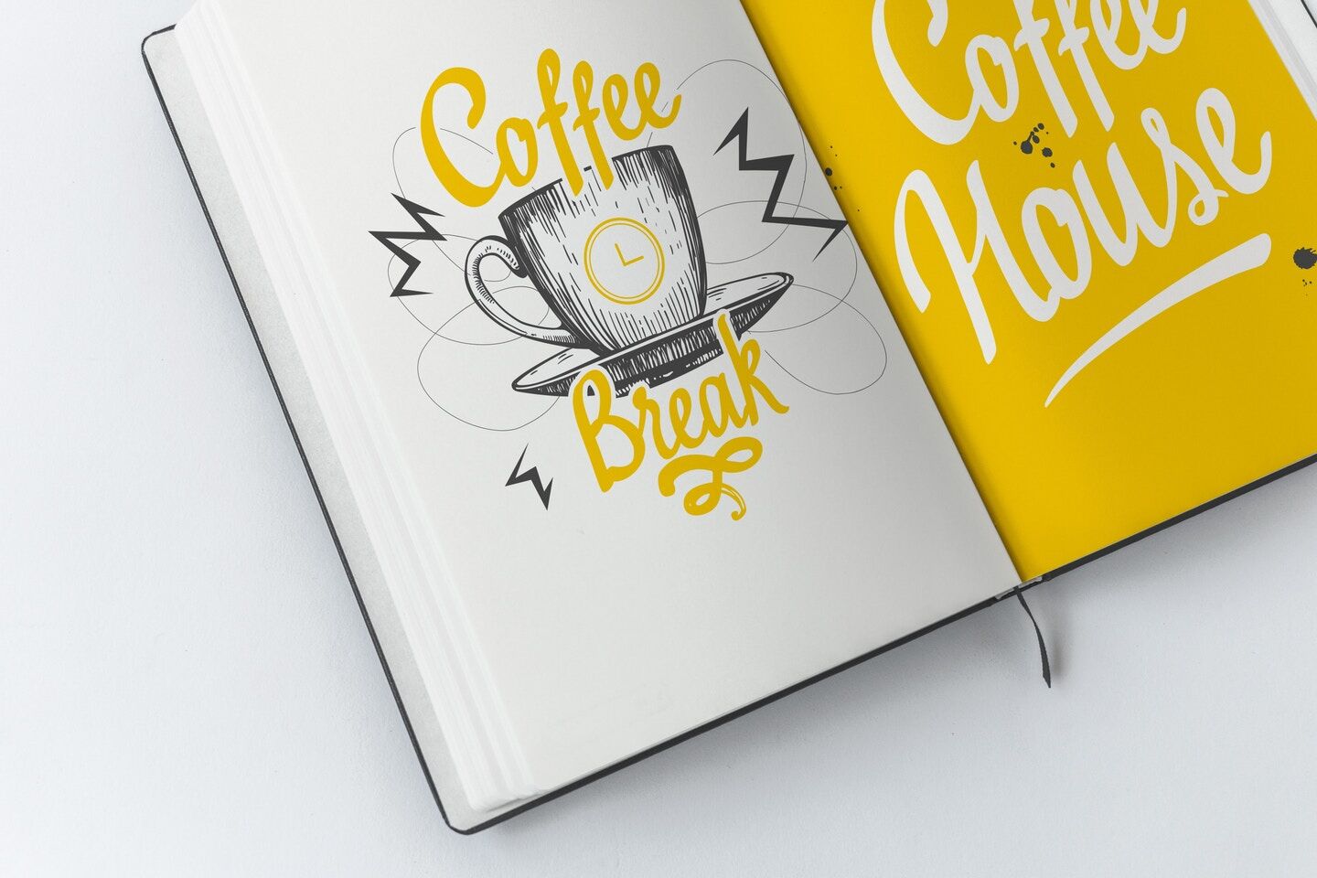 Mockup Displaying Opened A5 Hardcover Notebook with Sheet Separator FREE PSD