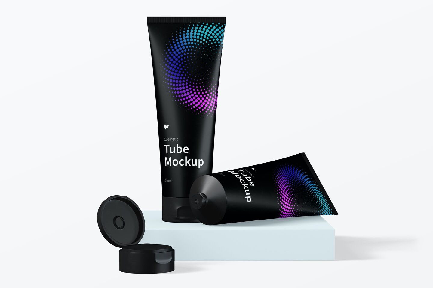 Mockup Displaying Standing and Laid Cosmetic Tubes FREE PSD