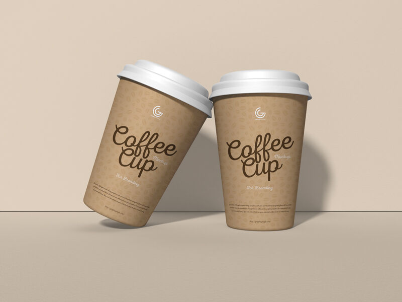 Mockup Displaying Two Coffee Cups with Lids FREE PSD