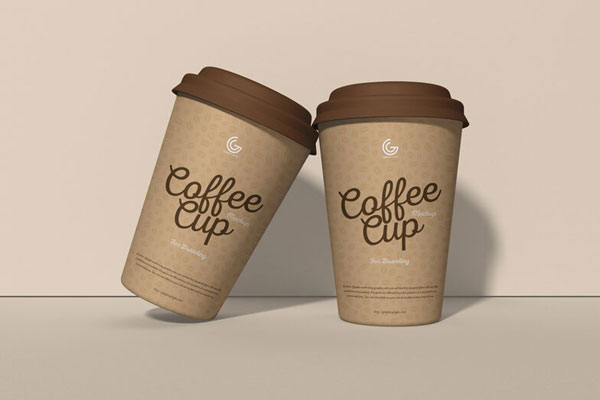 Mockup Displaying Two Coffee Cups with Lids FREE PSD