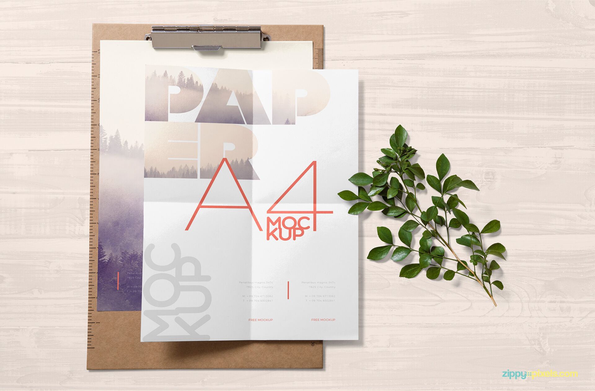 Mockup Featuring 2 A4 Papers and Clipboard FREE PSD