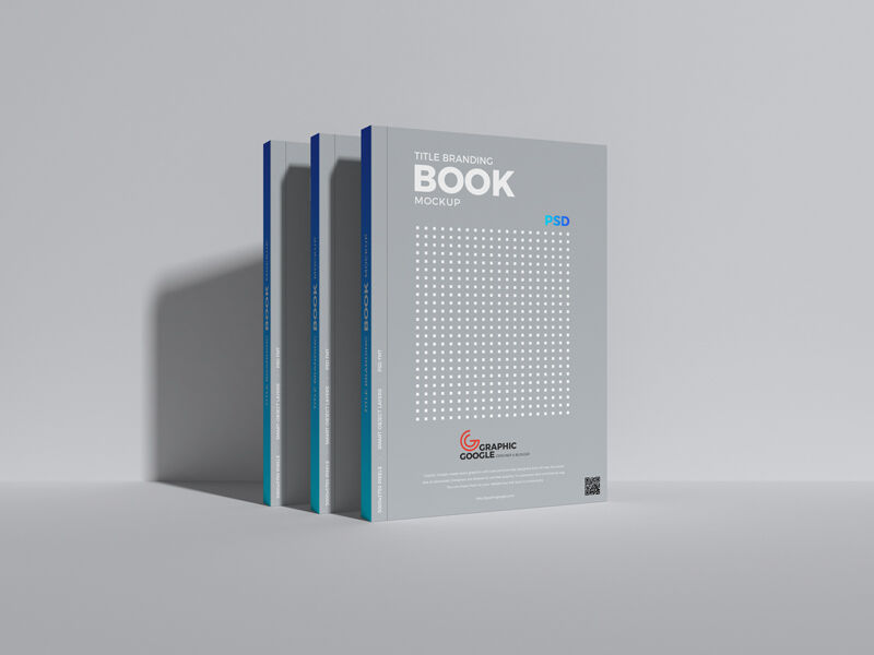 Mockup Featuring 3 Standing Books in a Row FREE PSD