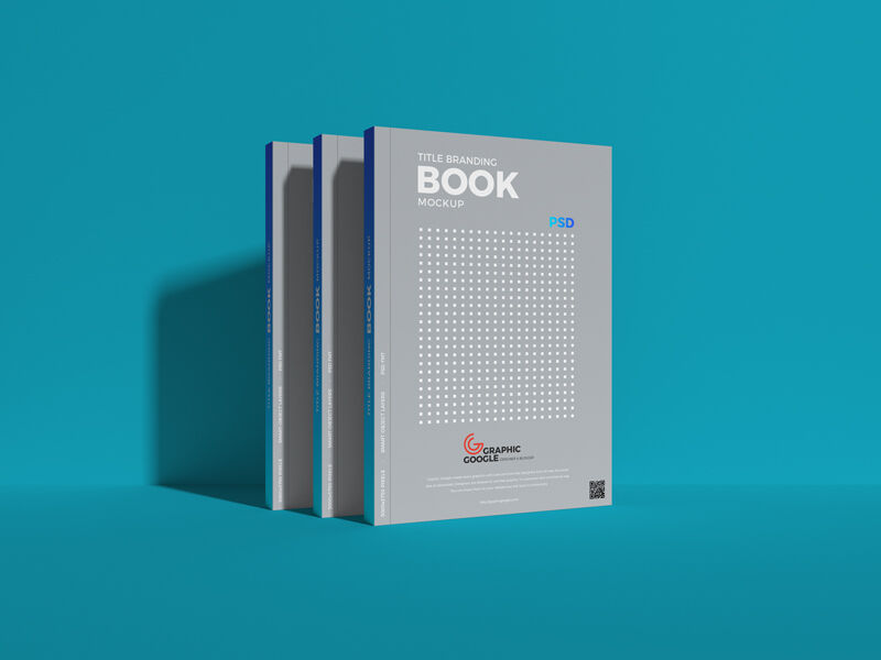 Mockup Featuring 3 Standing Books in a Row FREE PSD