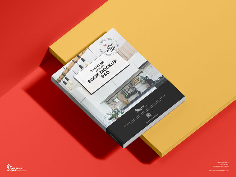 Mockup Featuring a Closed Book Laid in Perspective FREE PSD
