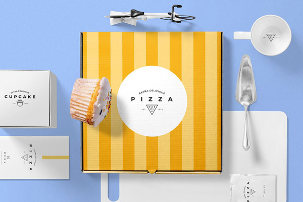 Small Pizza Box PSD Set Mockup – Original Mockups