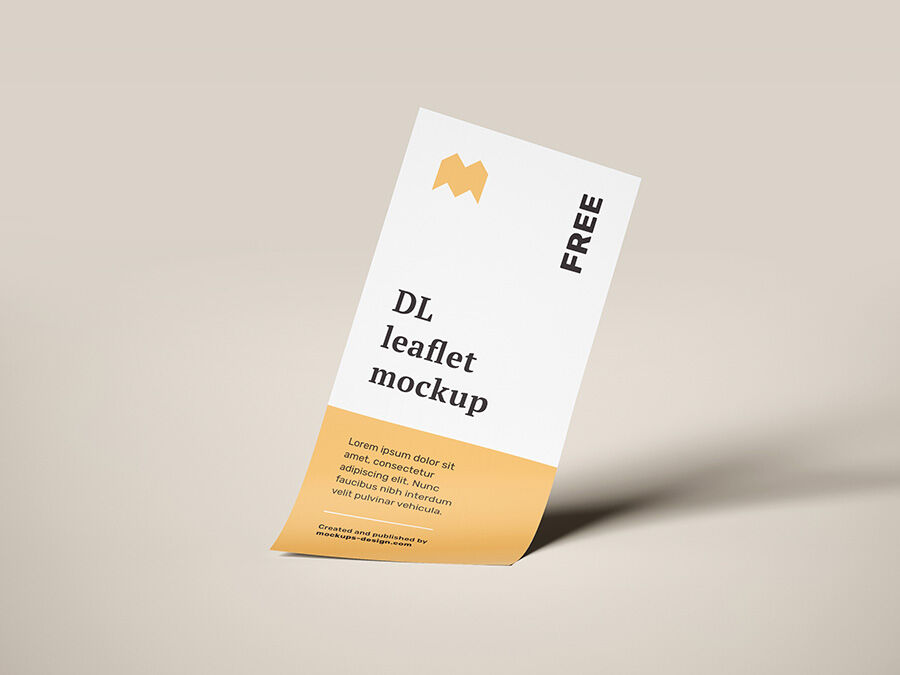 Mockup Featuring Front View of Flying DL Leaflets FREE PSD
