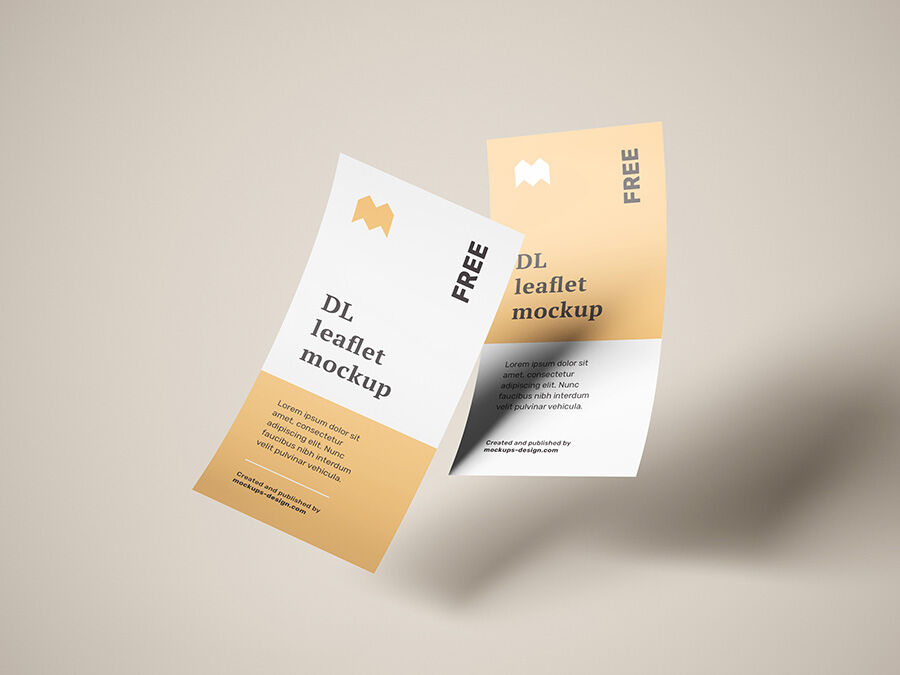 Mockup Featuring Front View of Flying DL Leaflets FREE PSD