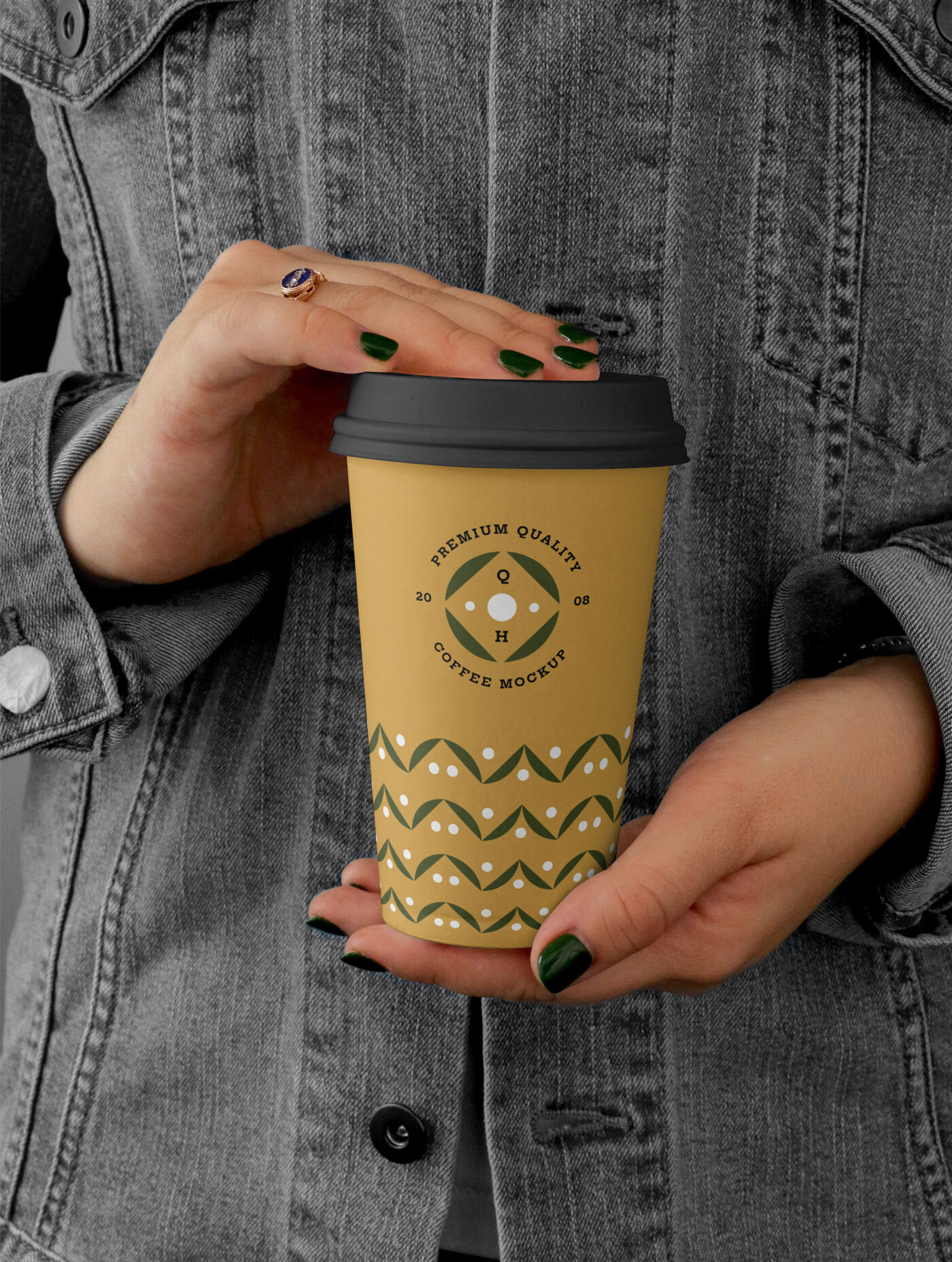 Mockup Featuring Girl Holding Big Coffee Cup FREE PSD
