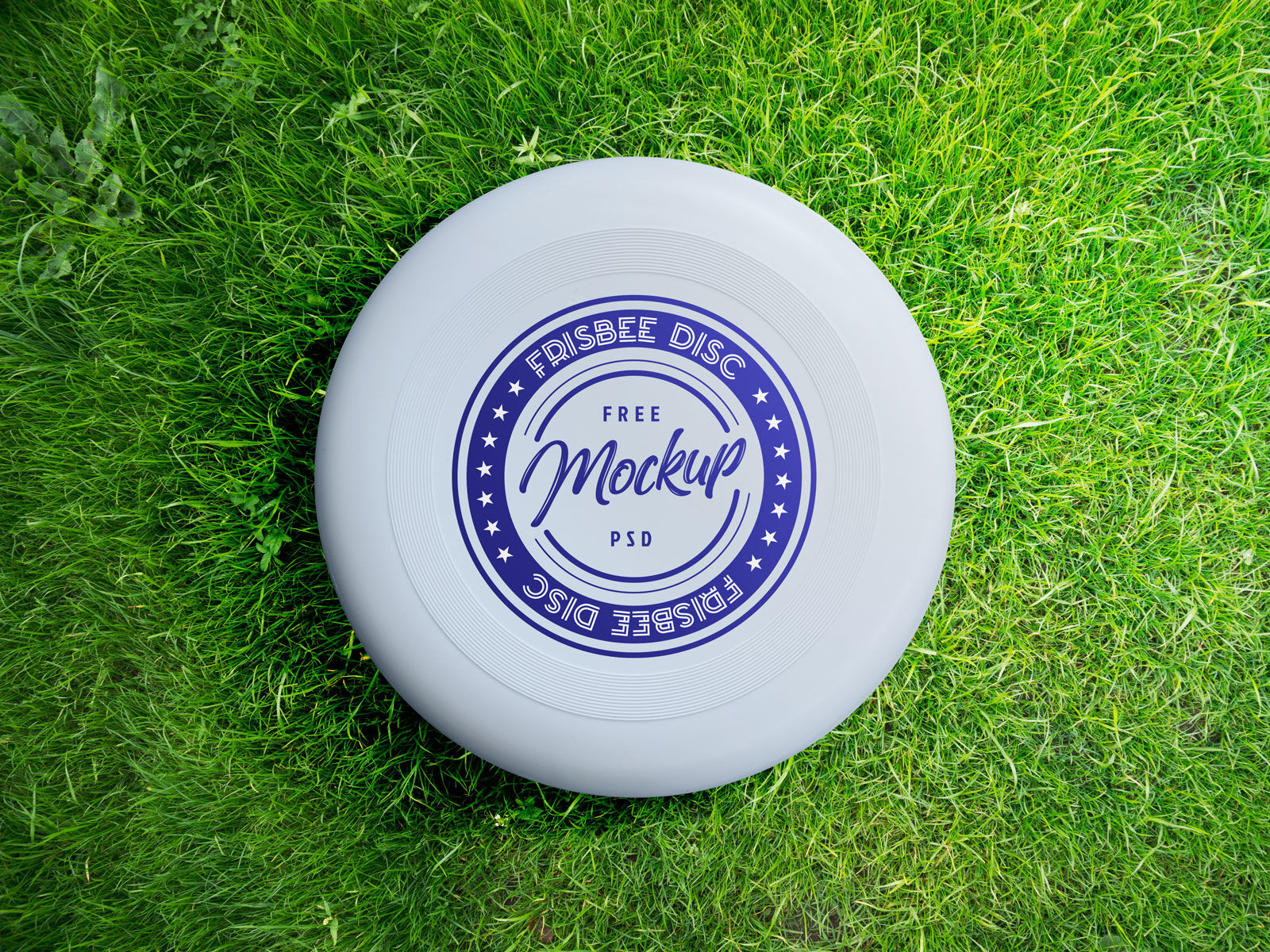 Mockup Featuring Overhead View of Frisbee Disc on Lawn FREE PSD