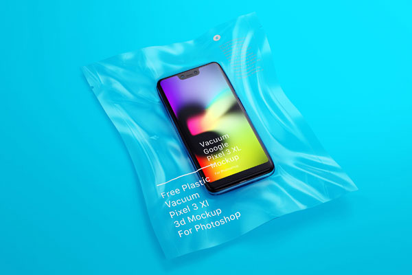 Mockup Featuring Pixel 3 Xl inside Vaccume Plastic FREE PSD
