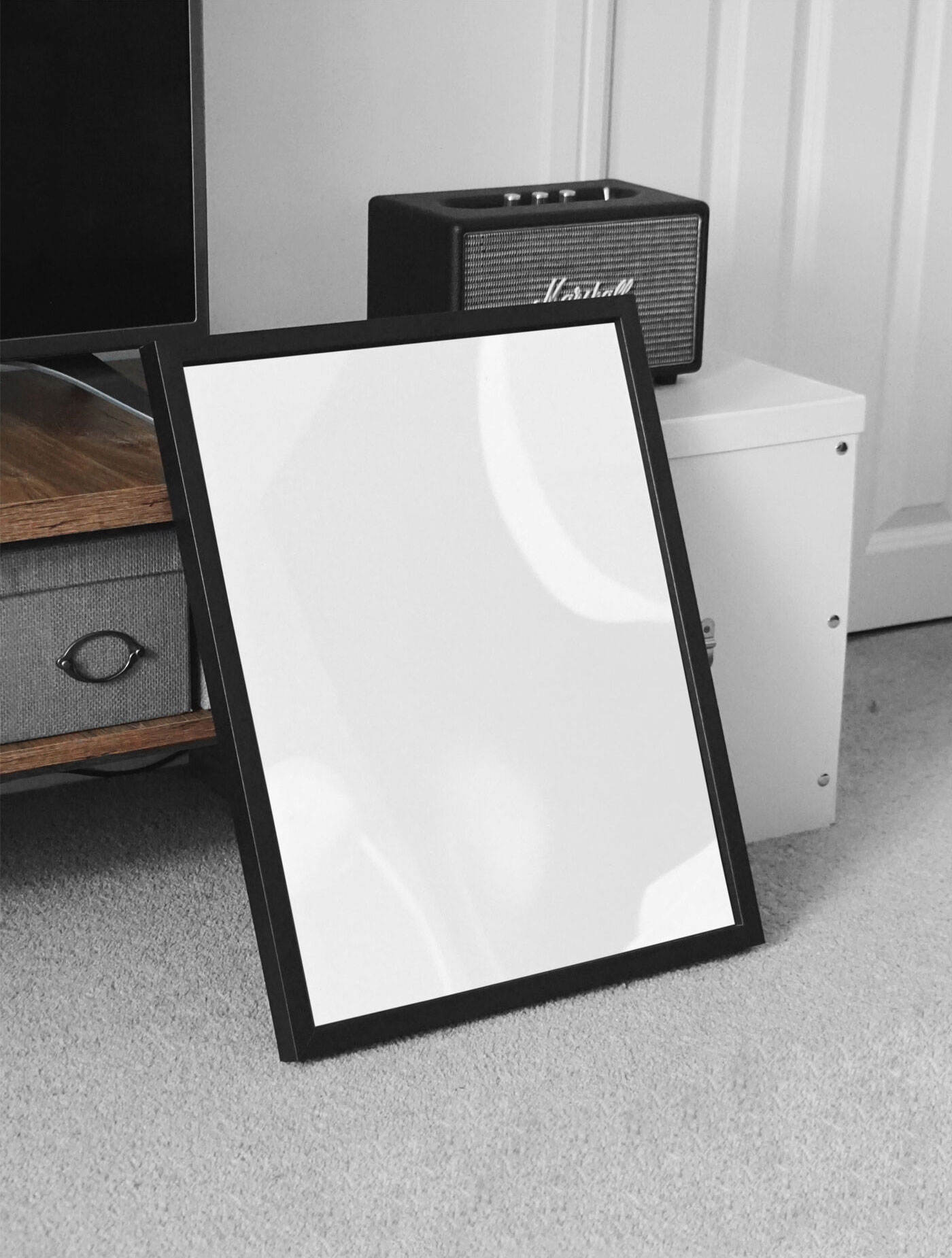 Mockup Featuring Poster Frame against Furniture in a Living Room FREE PSD