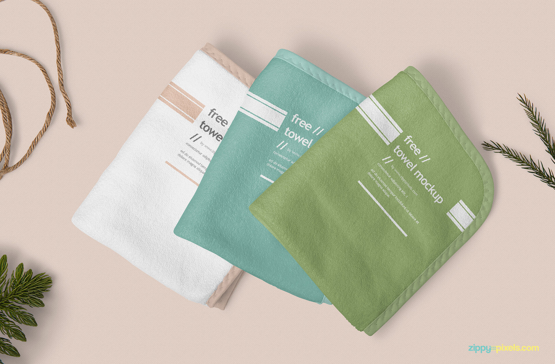 Mockup Featuring Three Hand Towels from Top View FREE PSD