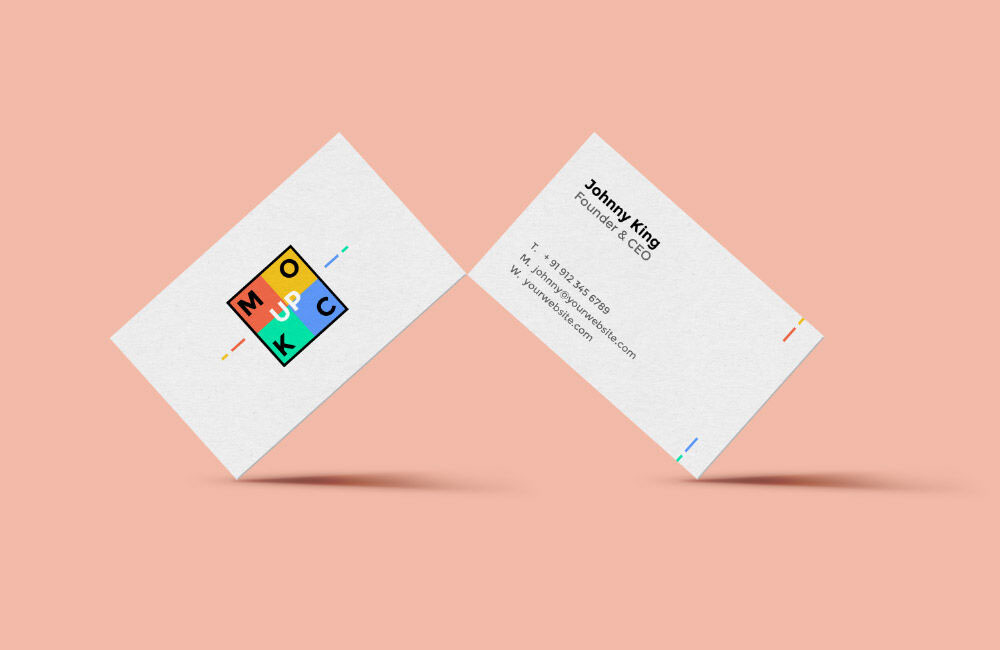 Mockup Featuring Two Busniness Cards Standing on The Corner FREE PSD