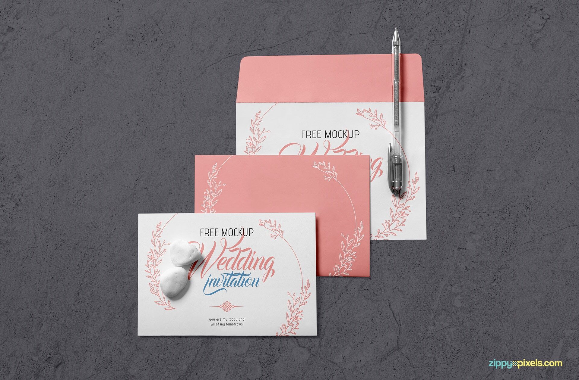 Mockup Featuring Two Invitation Cards and Envelope FREE PSD