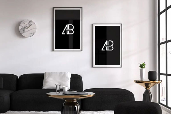 Mockup of 2Modern Posters in the Same Size FREE PSD