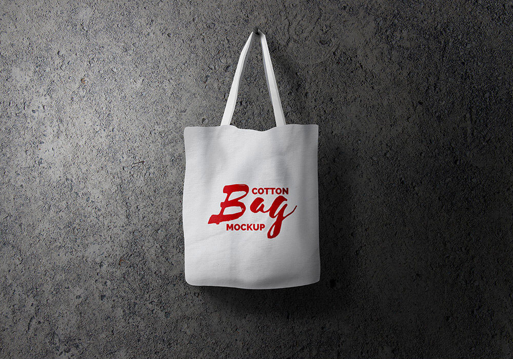 Mockup of a Cotton Bag Hung on a Nail FREE PSD