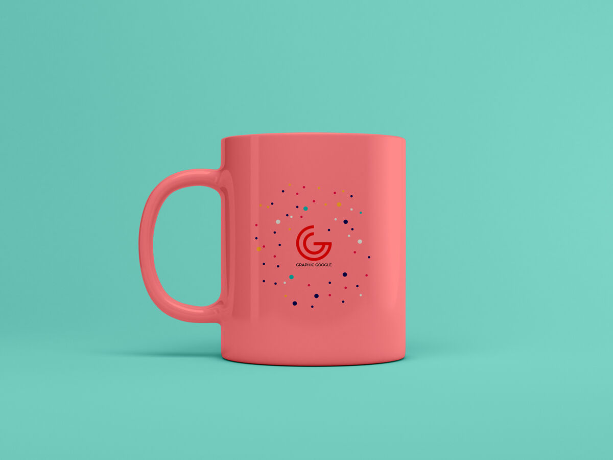 Mockup of a Cylindrical Mug Standing in the Front View FREE PSD