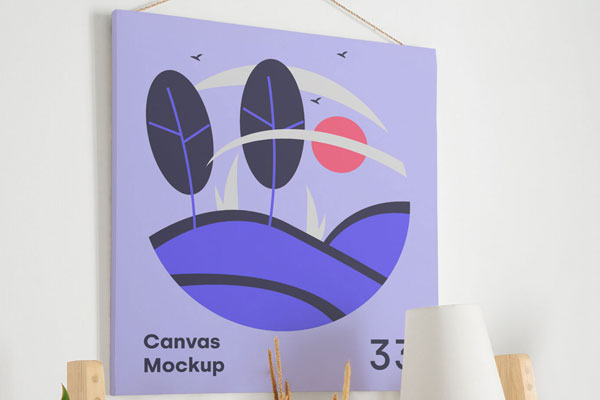 Front View of Square Canvas Mockup on Sunbeam Aura (FREE) - Resource Boy