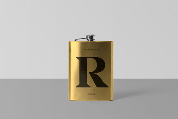Mockup Of a Steel Flask With a minimalistic Background FREE PSD