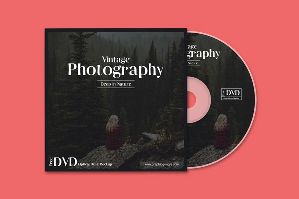 Mockup of DVD Optical Drive Disk with its Cover Top View FREE PSD