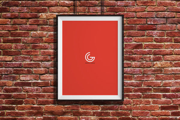 Mockup of Hanging Frame Featuring a Brick Wall in Front View FREE PSD