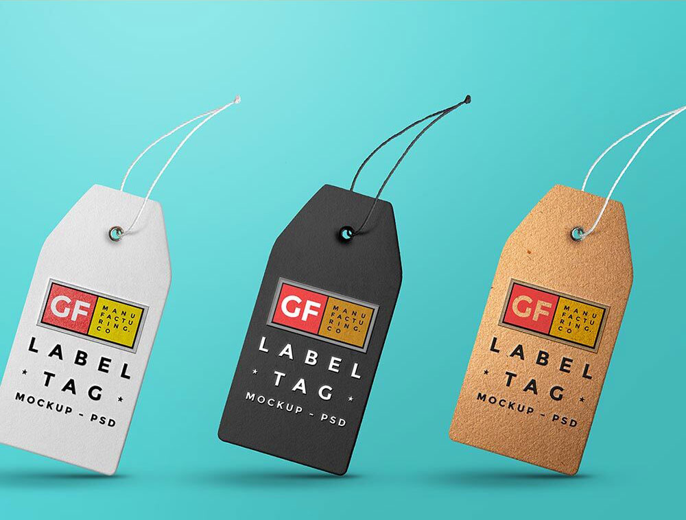 Mockup of Hangtags with Text Printed in Relief in Front View FREE PSD