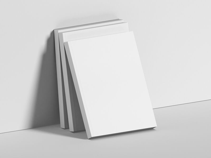 Mockup of Three Branding Books Leaning Against the Wall in Half-Side View FREE PSD
