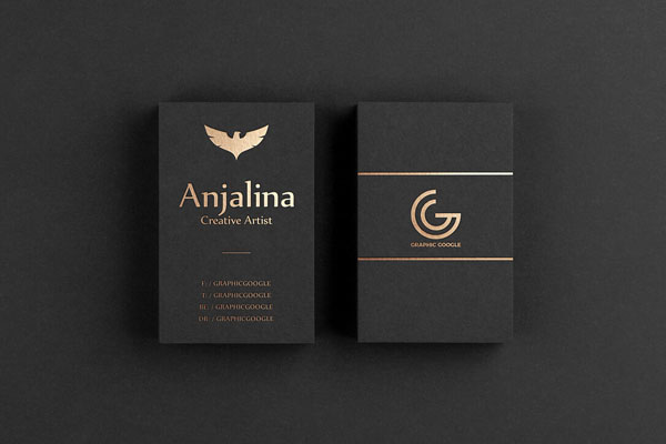 luxury business card with gold embossed logo mockup