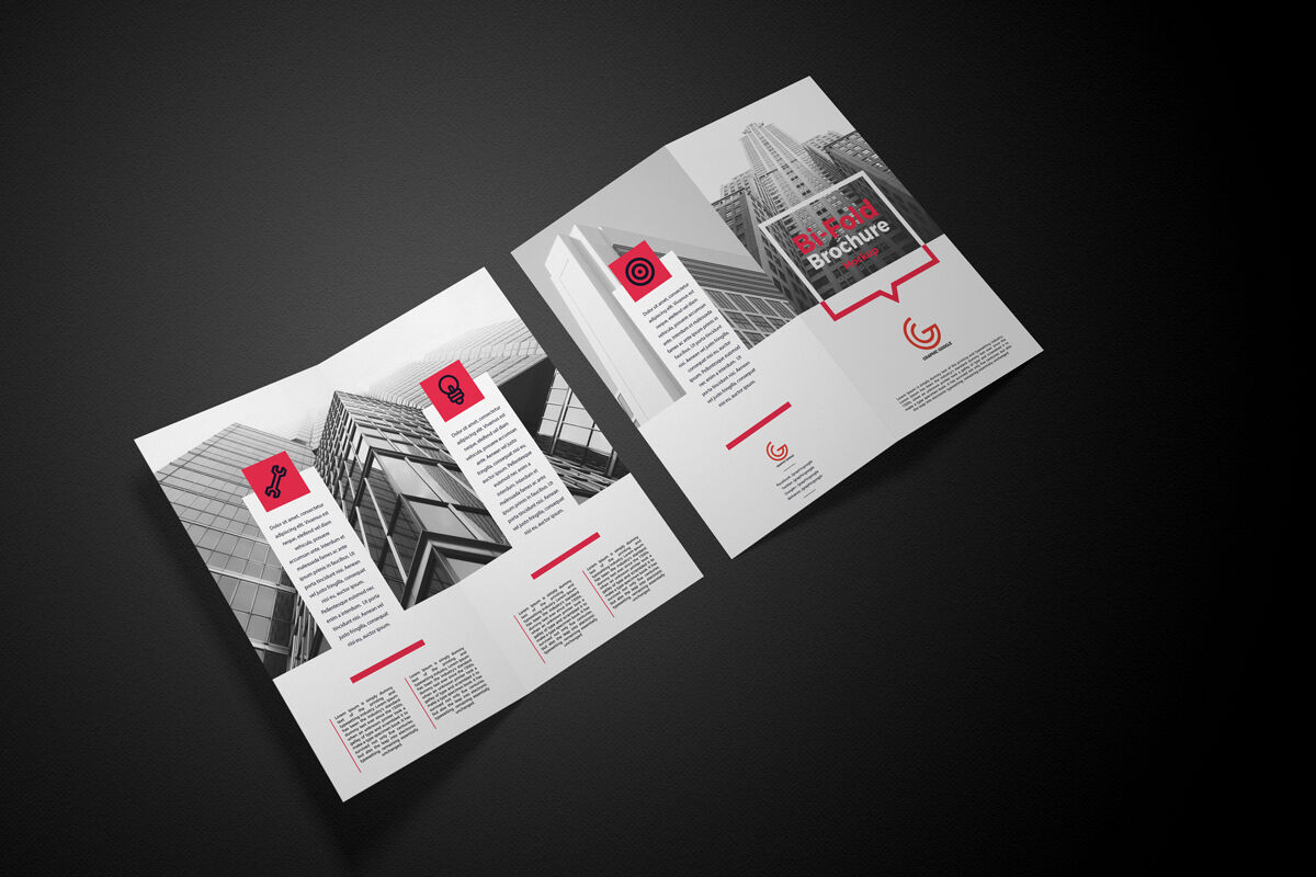 Mockup of Two Bifold Brochures Laid in Top view FREE PSD