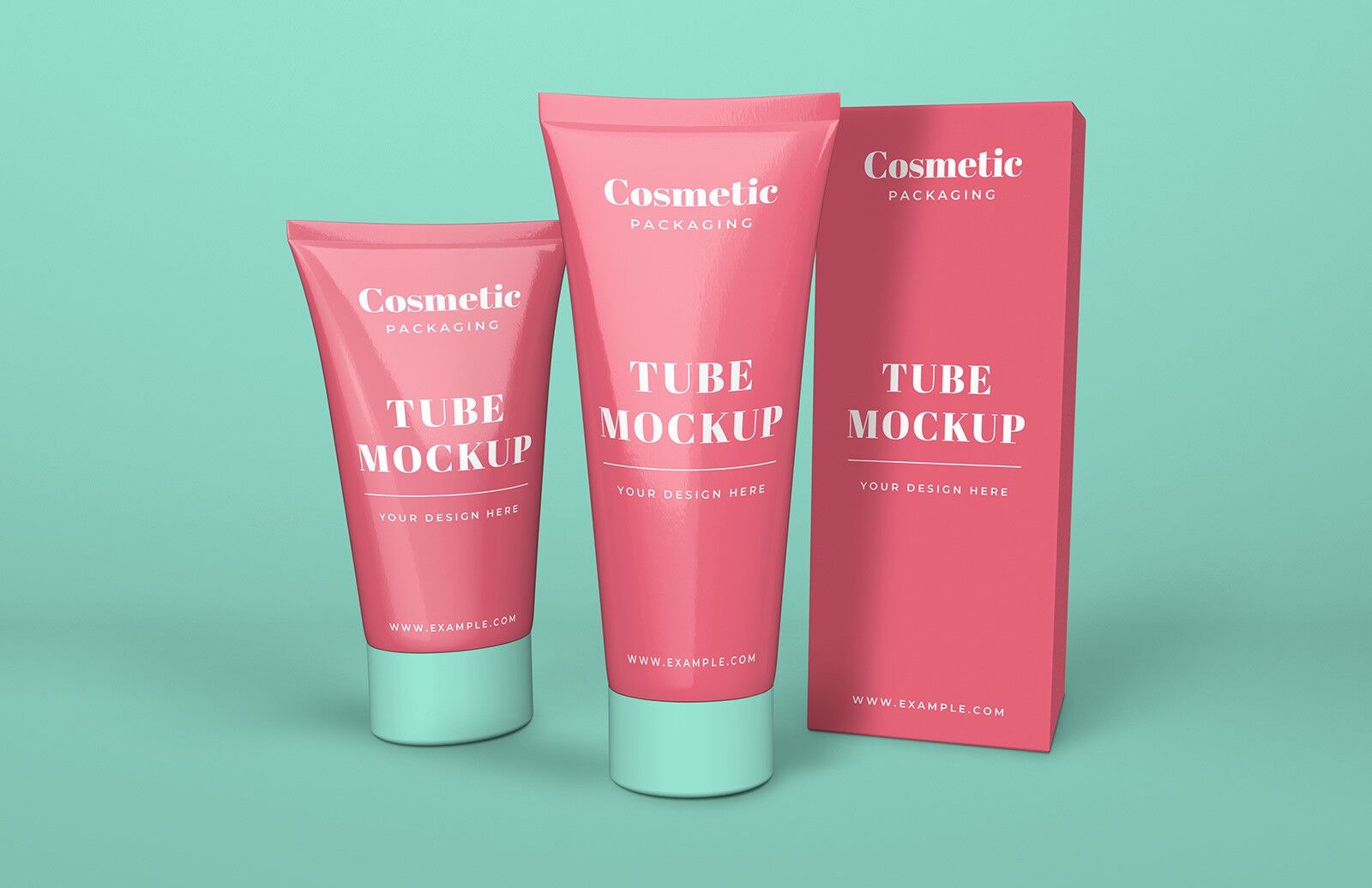 Mockup of Two Cosmetic Tubes and a Tall Box FREE PSD