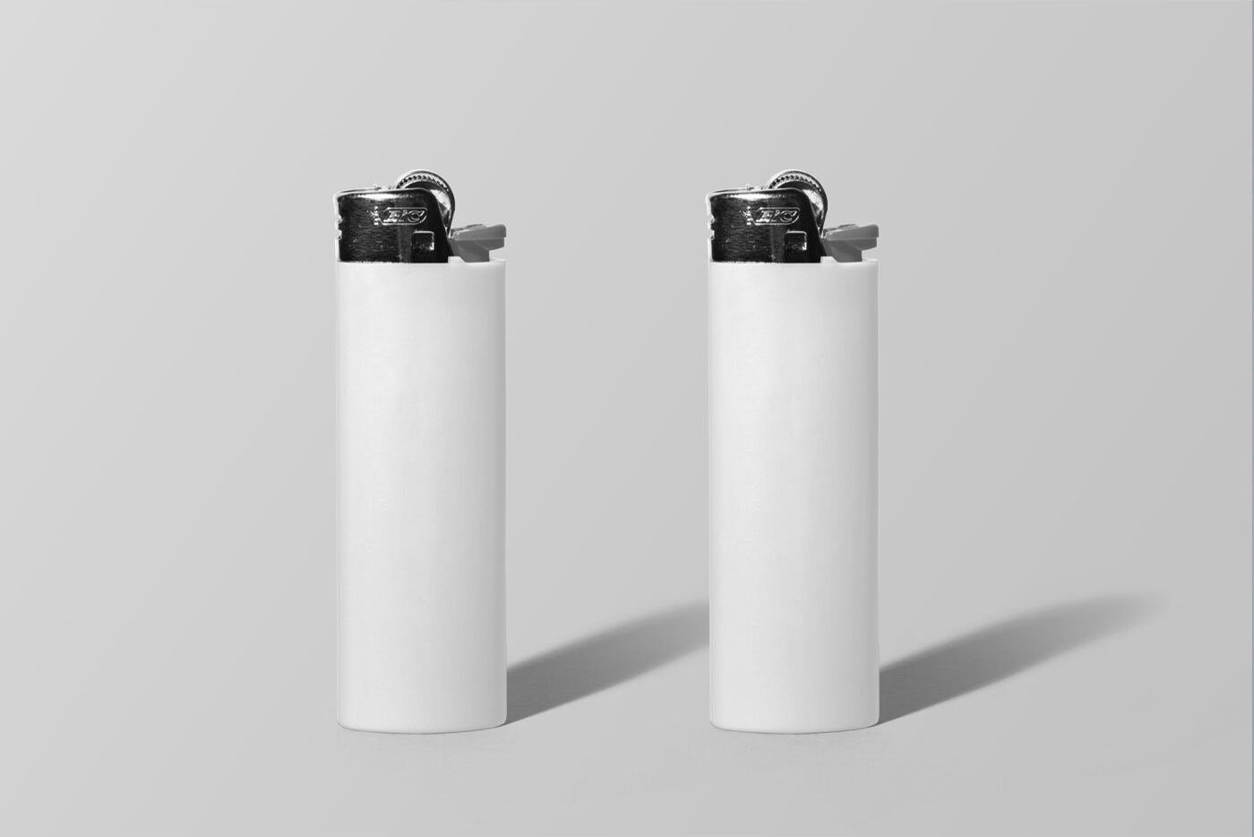 Mockup of Two Lighters Standing in the Front View FREE PSD