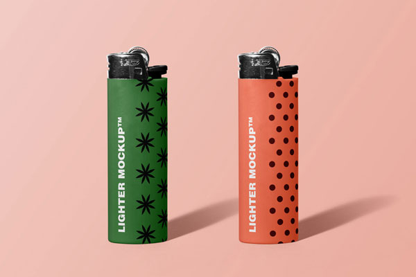 Mockup of Two Lighters Standing in the Front View FREE PSD