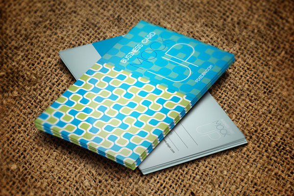 Mockup Showcasing Business Cards on Brown Sackcloth FREE PSD