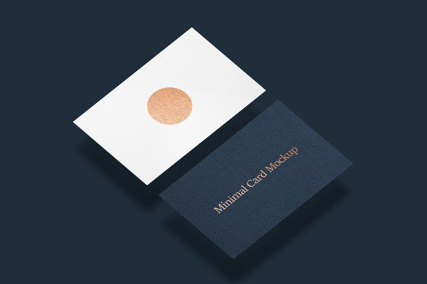 Mockup Showcasing Perspective View of Two Floating Minimal Cards FREE PSD