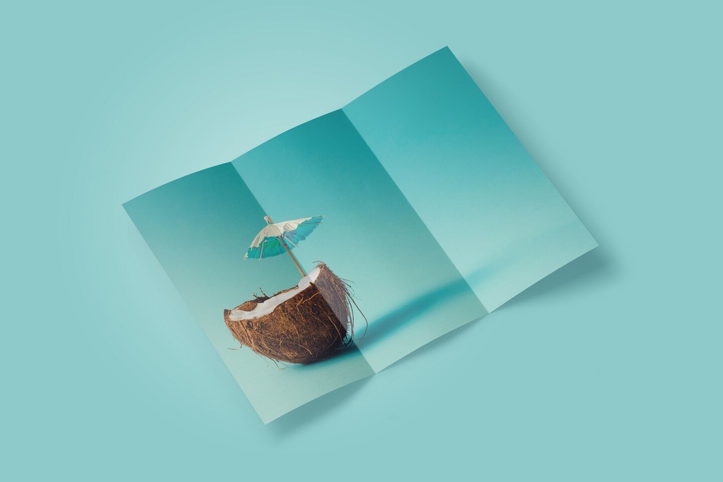 Mockup Showcasing Side View of Opened A4 Trifold Brochure FREE PSD