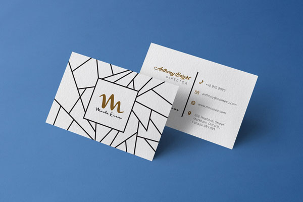 Mockup Showcasing Two Business Cards Leaning on Monochrome Surface FREE PSD