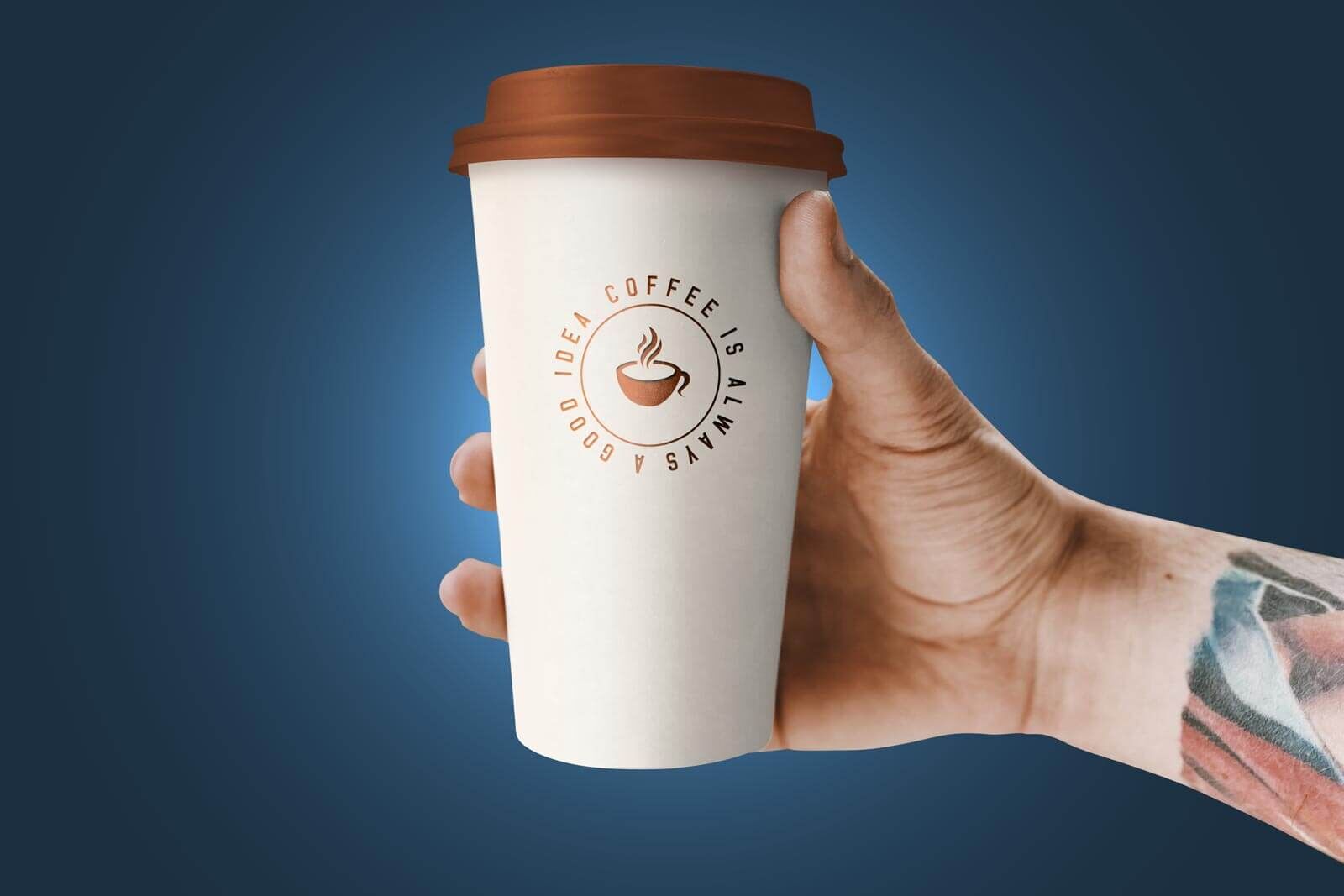 Mockup Showing a Hand Holding a Tall Coffee Cup FREE PSD