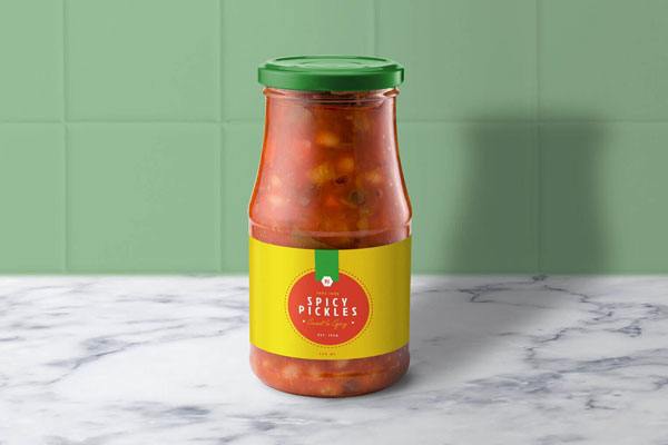 Mockup Showing a Transparent Meal or Pickle Jar FREE PSD