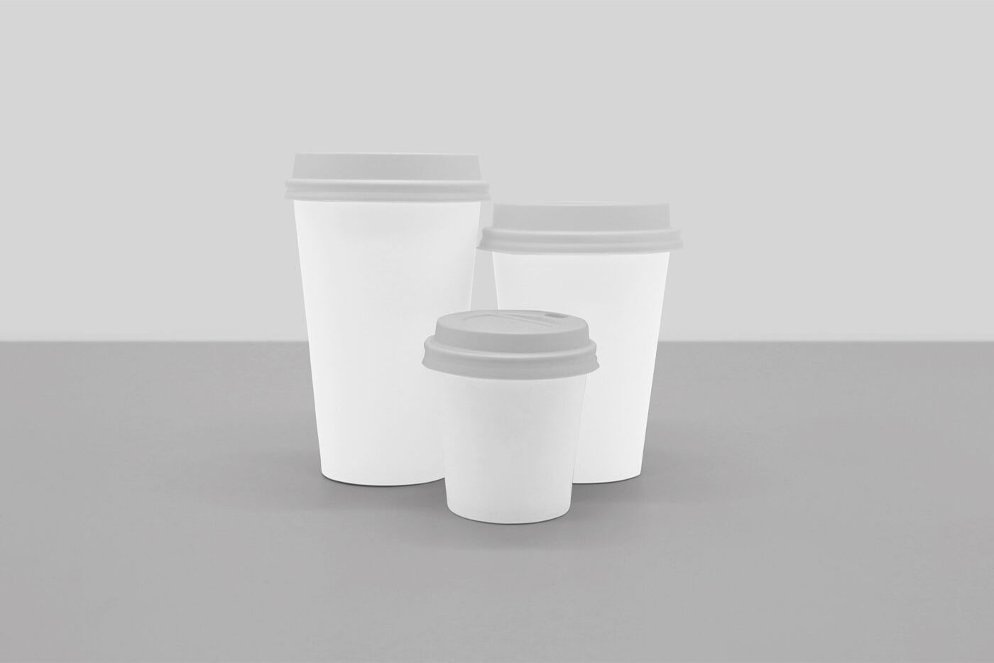 Mockup Showing Three Coffee Cups in Three Different Sizes FREE PSD