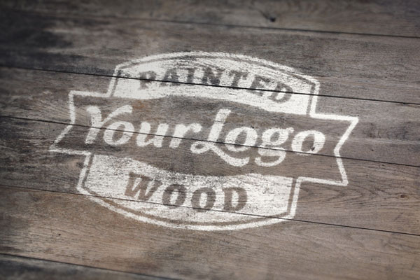Mockup Showing Top View of Logo Painted on Wooden Surface FREE PSD